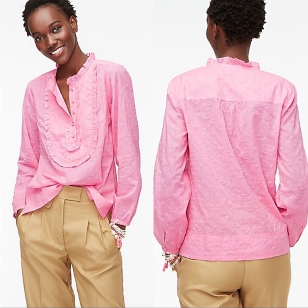 J Crew Pink Ruffle Floral Eyelet Larkspur Pink XXS
